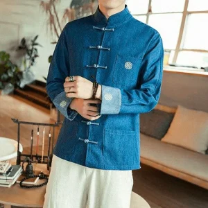 Veste Chinoise Homme Bleue