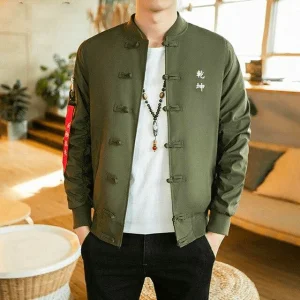 Veste Chinoise Homme Kaki