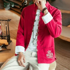 Veste Chinoise Homme Officier Rouge