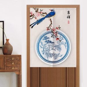 Rideaux Chinois Oiseau Bleu