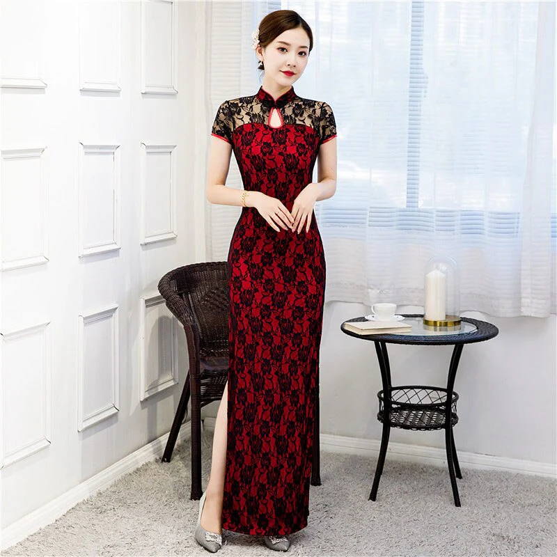 Robe Chinoise Dentelle Noire – Image 3