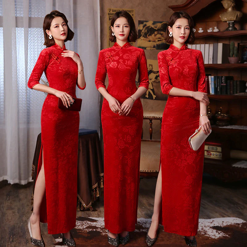 Robe Chinoise Rouge Fendue – Image 7