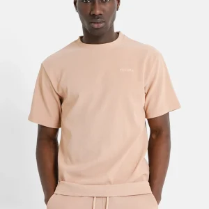 T-shirt plissé manches courtes Beige