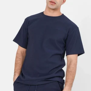 T-shirt plissé manches courtes Bleu foncé