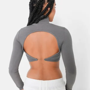 BACKLESS jewel l/s top