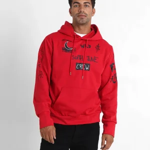Sweat à capuche crew Rouge
