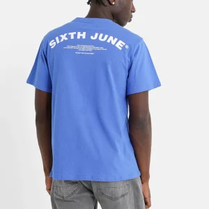 T-shirt logo incurvé avant arrière Bleu foncé