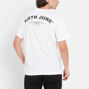 T-shirt logo incurvé avant arrière Blanc