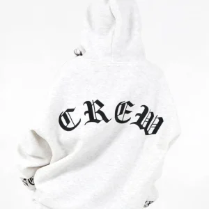 Sweatshirt capuche crew manches Gris clair