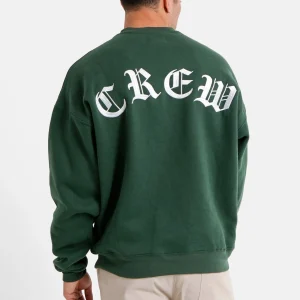 Sweatshirt broderies crew oversize Vert foncé