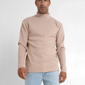 Pull maille logo brodé Beige