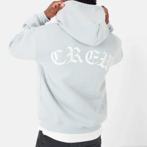 Sweatshirt capuche crew molletonné Bleu clair