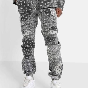 Pantalon cargo bandana patchwork Noir