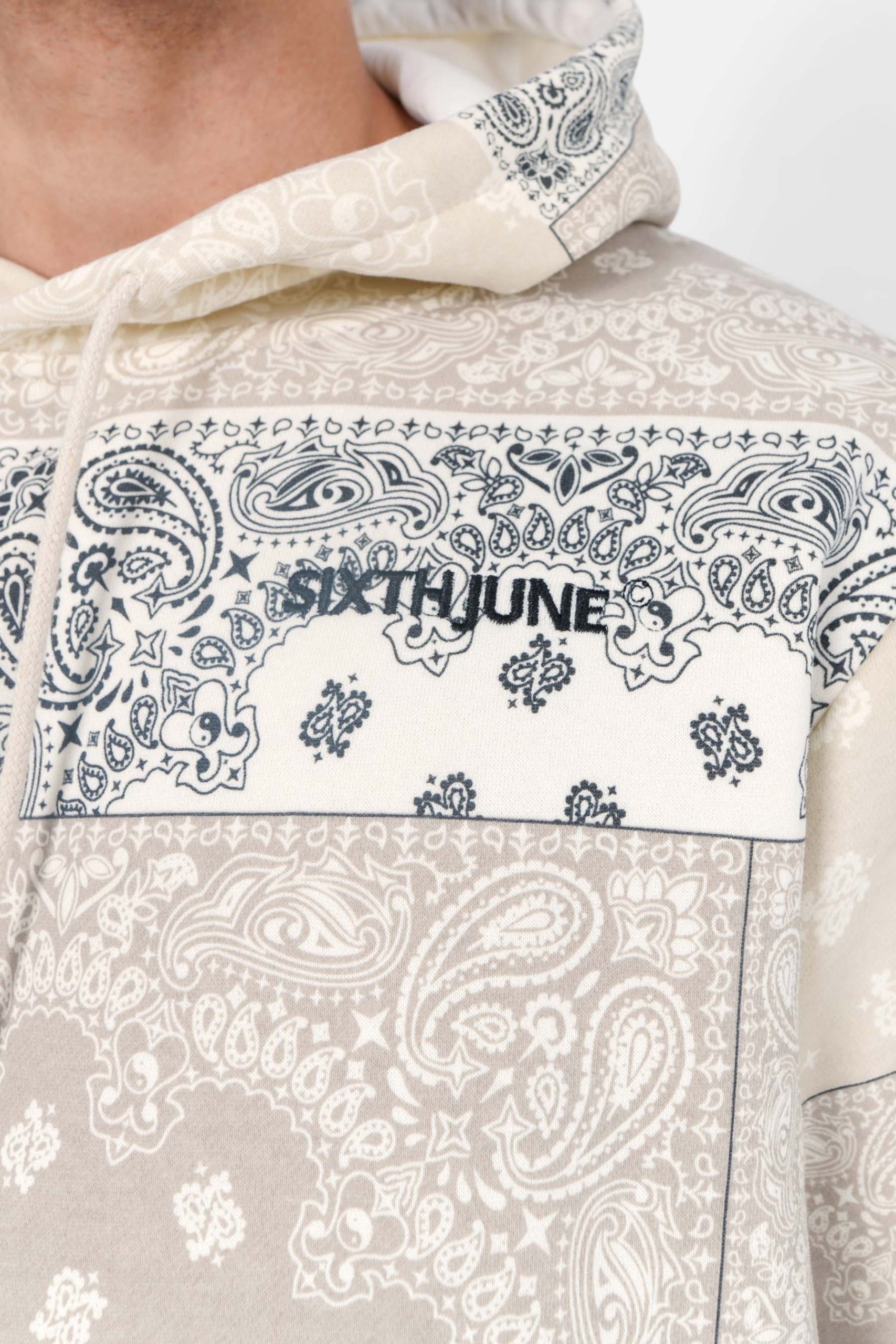 Sweatshirt capuche bandana patchwork Beige – Image 4