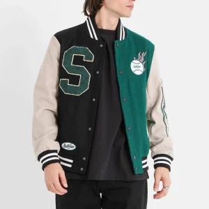 Veste universitaire bicolore Noir