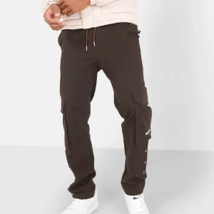 Pantalon cargo boutons chevilles Marron