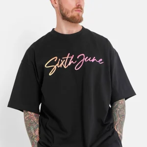 T-shirt logo signature relief Noir