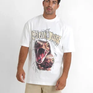T-shirt vintage serpent Blanc cassé