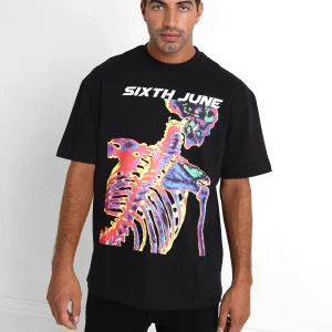 T-shirt vintage squelette Noir