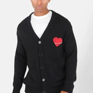 Cardigan maille coeur brodé Noir