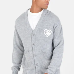 Cardigan maille coeur brodé Gris