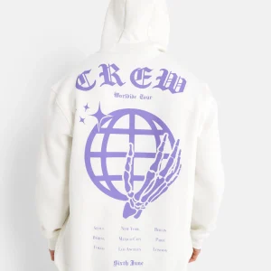 Sweatshirt capuche globe Blanc
