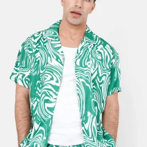 Chemise manches courtes imprimé Vert