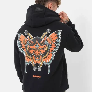 Sweatshirt capuche imprimé relief Noir