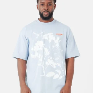 T-shirt floral logo brodé Bleu clair