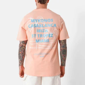 T-shirt print plage Orange