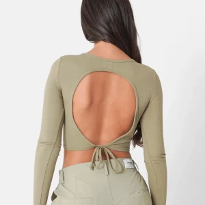 BACKLESS laced l/s top