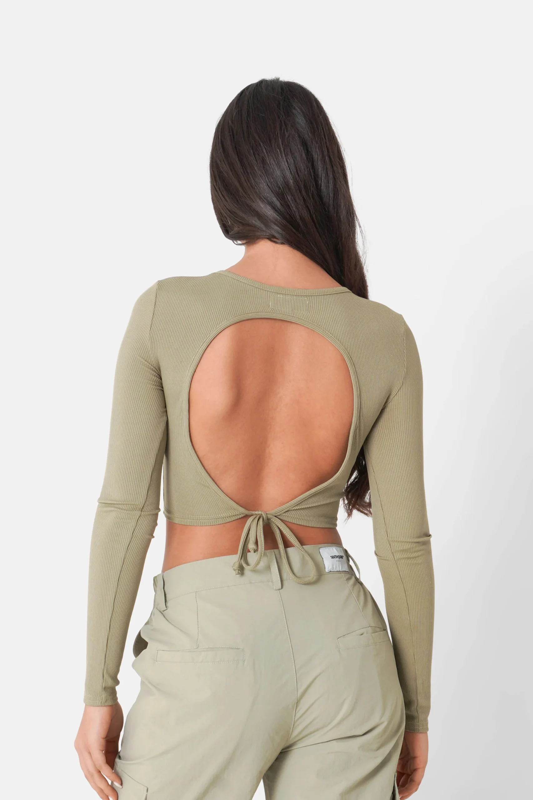 BACKLESS laced l/s top