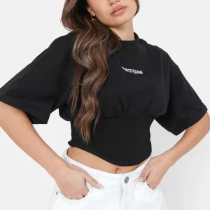 T-shirt corset court Noir