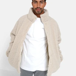 Manteau court réversible sherpa Beige clair