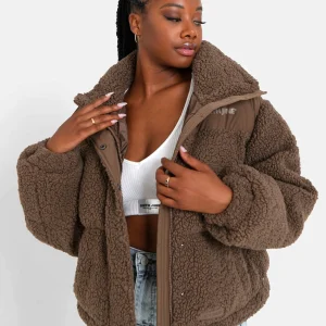Doudoune oversize sherpa Marron