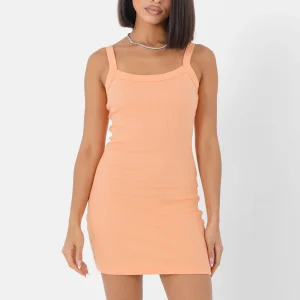 Robe moulante brodé Orange