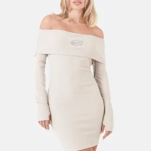 METALLIC logo mini l/s dress