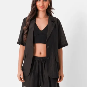 Chemise fluide logo broderie Noir