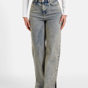 SLIT washed denim pant