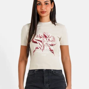 METALLIC flower s/s top