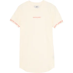 T-shirt logo coton manche beige