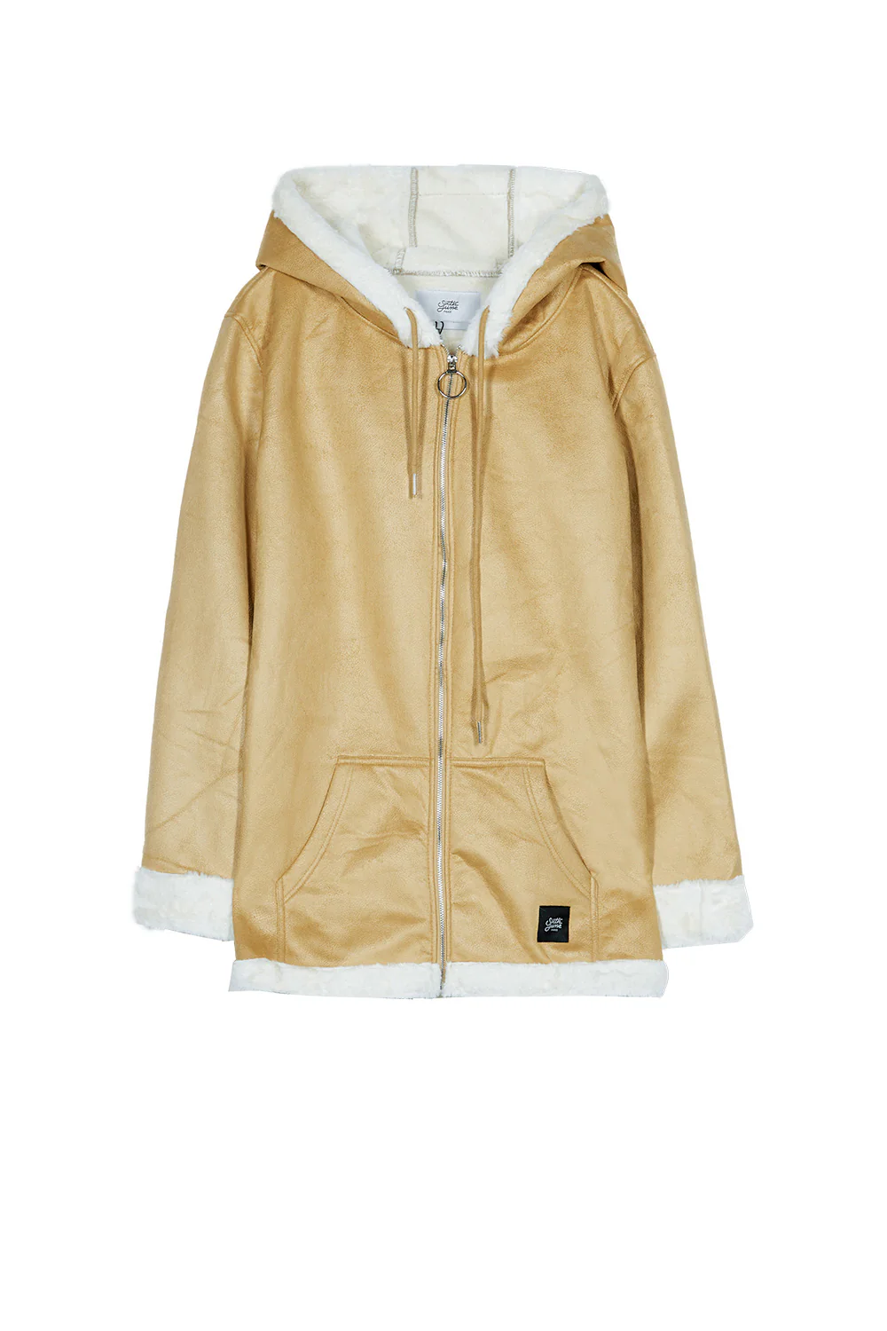 Manteau large peau doublé beige