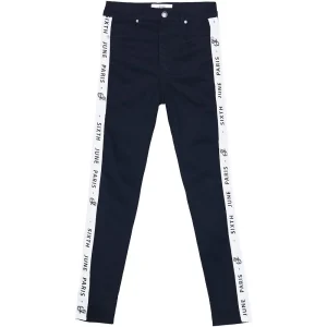 Jean bande blanche logo noir