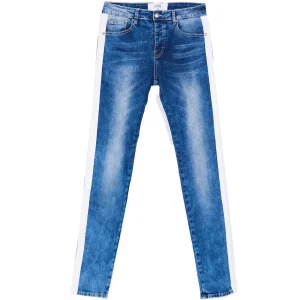 Jean bande blanche bleu foncé