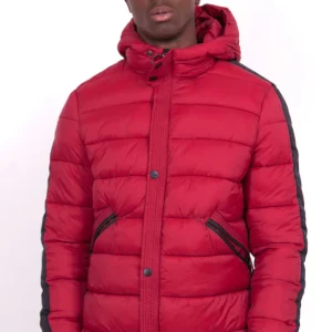 Doudoune bandes matelassée Rouge