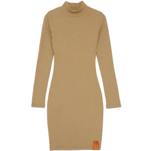 Robe manches longues logo beige