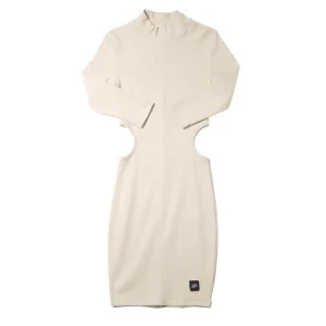 Robe découpes côtes Femme moulante beige W2364KDR
