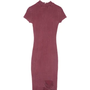 Robe mi-longue destroy violet