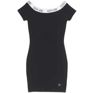 Robe épaules nues bande noir