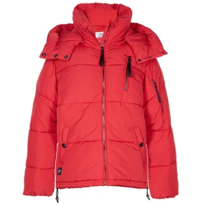 Doudoune courte capuche rouge